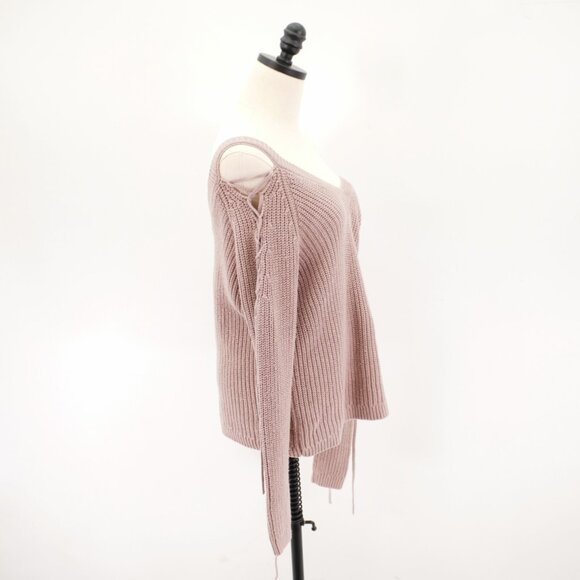L.A. Hearts Small Purple V-Neck Knit Open Shoulder Sweater Cotton Acrylic - Picture 8 of 11